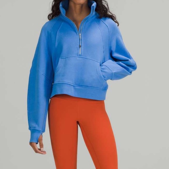 lululemon athletica Tops - Lululemon Scuba Oversized Funnel Neck Half-Zip Blue Nile